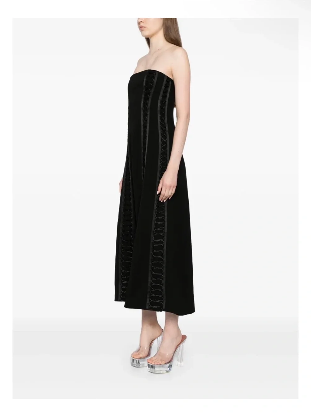 New With Tags SIMKHAI Dennison Dress Strapless Black Midi - Picture 4 of 12